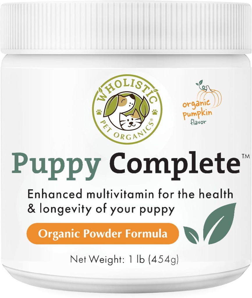 Wholistic Pet Organics Puppy Complete - Dog Multivitamin Toz - 1 Lb - Daily Dog Vitamins & Supplements for House Food - Immune System, Skin, Coat & General Health - Small and Large Breed Puppies