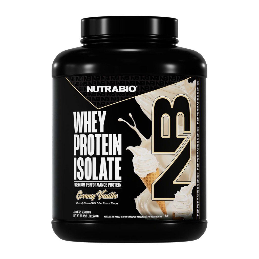 NutraBio 100% Whey proteini, Protein Tozu, Tamamlanan 25g Protein, Non-GMO, Soy & Gluten Free, Low Carb, Low Calorie Whey Protein Tozu, Alp Vanilla, 5 Lhey Protein
