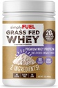 απλά FUEL 100% Grass Fed Whey Protein Powder - μόνο 2 συστατικά, μη αρωματισμένα, χωρίς γλουτένη, χωρίς σόγια, 20g πρωτεΐνη - Zero ζάχαρη, δεν υδατάνθρακες καθαρή πρωτεΐνη - μυϊκή ανάπτυξη και ανάκτηση 1LBS