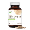 PURE ESSENCE LABS MyPure Lion's Mane 4X - Ultra Strength Brain Support Supplement ile 6:1 Hot Water Extract & 10:1 Cognitive Health, Focus, Memory & Spiritty, 30 Capsules
