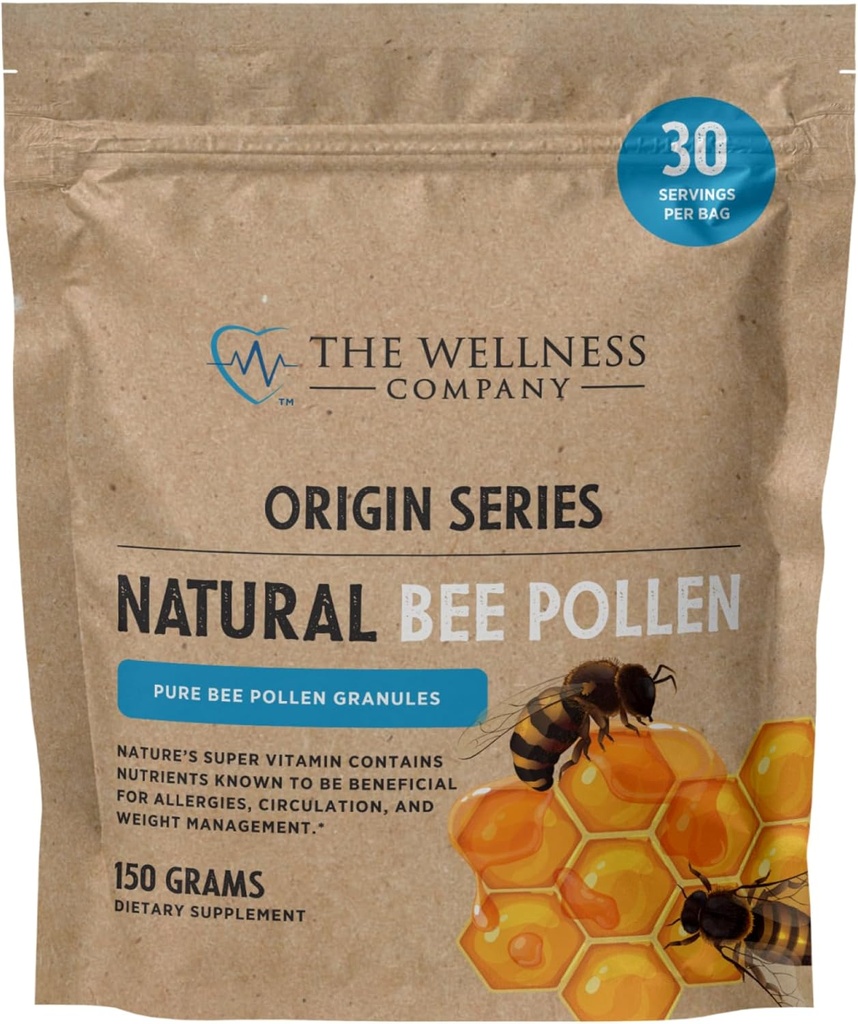 The Wellness Company Natural Bee Pollen – Αλλεργία Υποστήριξη, Φυσική Ενέργεια, Αντιμικροβιακή, Ανοσολογική Υγεία - 2.5 Δισεκατομμύρια Αμιγή California Γύρη, Superfood Μητέρα Φύση