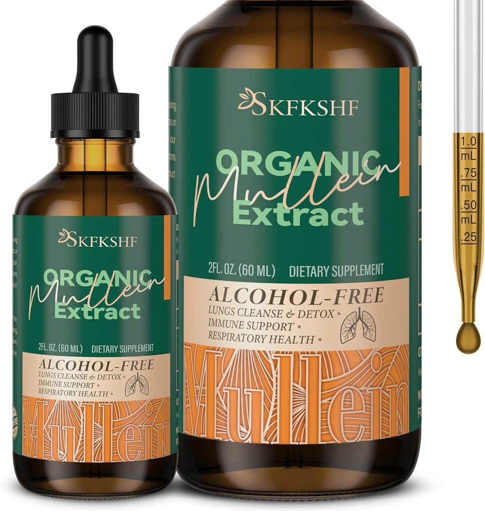 Mullein Drops for Lungs, Mullein Leaf Herbal Blend Extract, Φυσικό συμπλήρωμα υποστήριξης πνευμόνων για τον καθαρισμό των πνευμόνων και αναπνευστική υγεία πνευμόνων 94