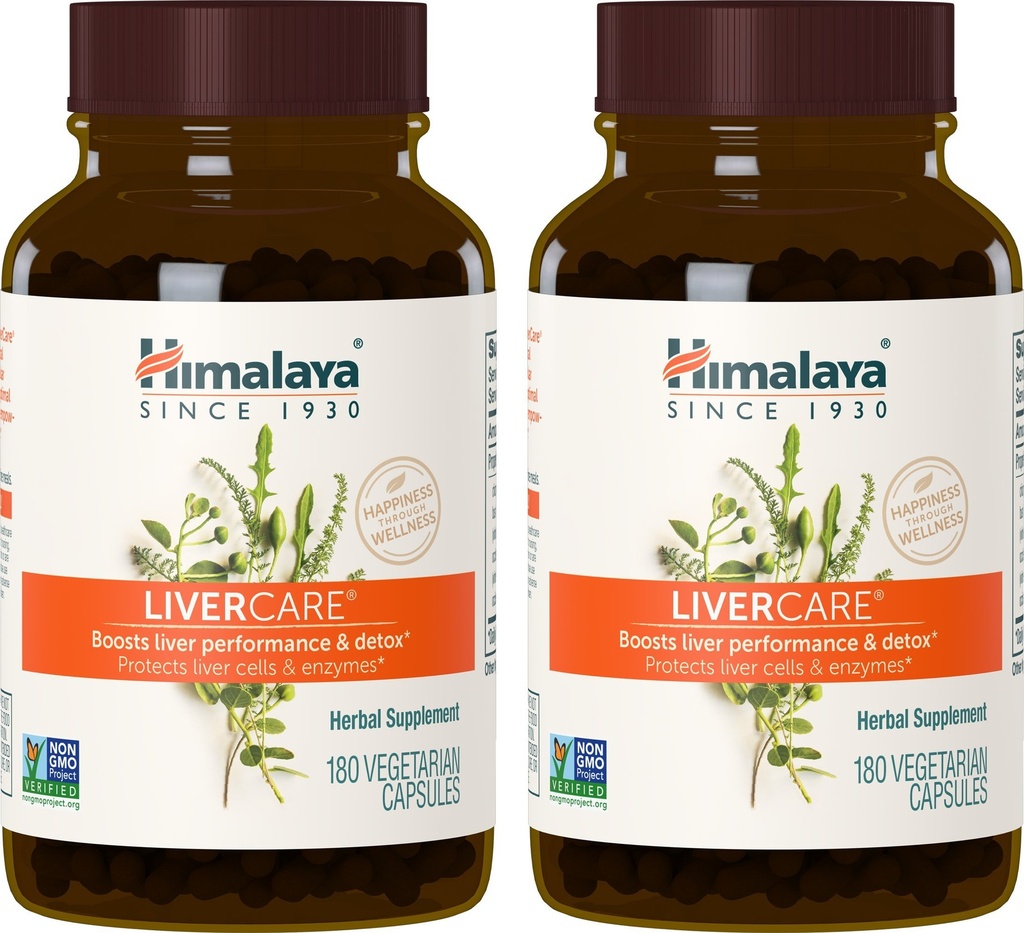 Himalaya LiverCare, 180 Day Supply - Herbal Liver Support Waste Elimination, Liver Cleanse, Detox ve Bile Production - Vegan, Non-GMO, Gluten Free, 375 mg, 90 Capsules (Pack of 2)