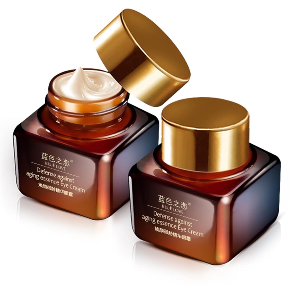BLUE LOVE 2PCS Anti-Aging Eye Cream – Reduces Dark Circles & Puffiness Under-Eye Bags – Moisturizing & Fast-Absorbing Wrinkle Treatment for Men & Women