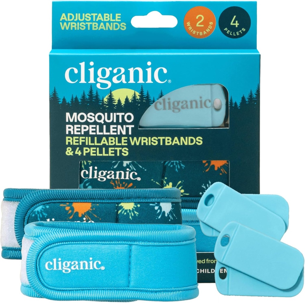 Cliganic Mosquito Repellent Pack (2 Bilebands + 4 RekWs) - Atıcı, Doğal DEET-Free, Essential Oil Infüzyon