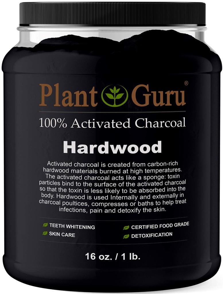 Aktif Charcoal Toz Bulk - 1 lb. Jar - Hardwood - Gıda Grade Kosher Non-GMO - Diş Beyazı, Yüz Maske ve Soap Yapmak. Doğal Detoxification teşvik eder ve Digestion'a yardımcı olur