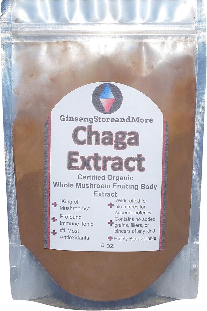 4oz Organik Chaga Mushroom, Wildcrafted Sibirya Chaga Sclerotium'dan Nammex'tan alıntı yaptı |% 8 Beta-Glucans | Inonotus Obliquus | LR-Glucan for Energy, Antioksis, Immune System