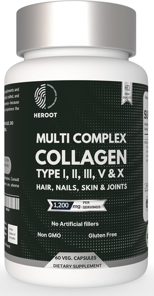 Plant-Based Collagen 500 mg Skin, Saç ve Nails Tamam | 120 Capsules | USDA sertifikalı | Skin Brighting