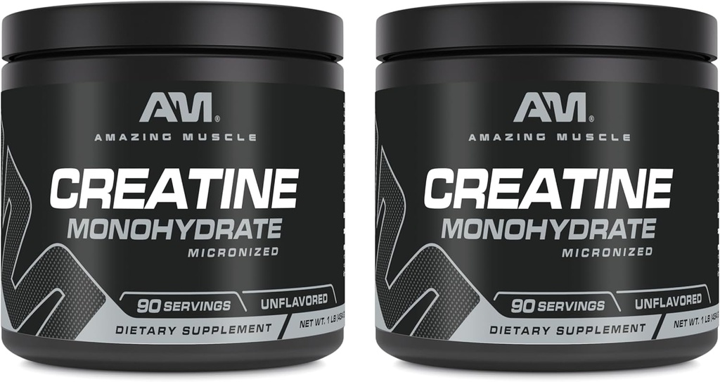 Amazing Muscle Micronized Tinatine Monohidrat | 90 Hizmet başına 5000 Mg | 1 Lb (454 Grams) | İdeal Pre & Post Workout Supplement | Unflavored (2 Pack, 1 Lb | Unflavored)