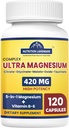 Magnezyum Kompleksi B6, 2 Ay 420 mg 5-in-1 Oksit Magnezyum, Taurate, Malate, Citrate, Glycinate Max Abors Magnezyum Supplement for Calm, Sleep & Leg Cramps