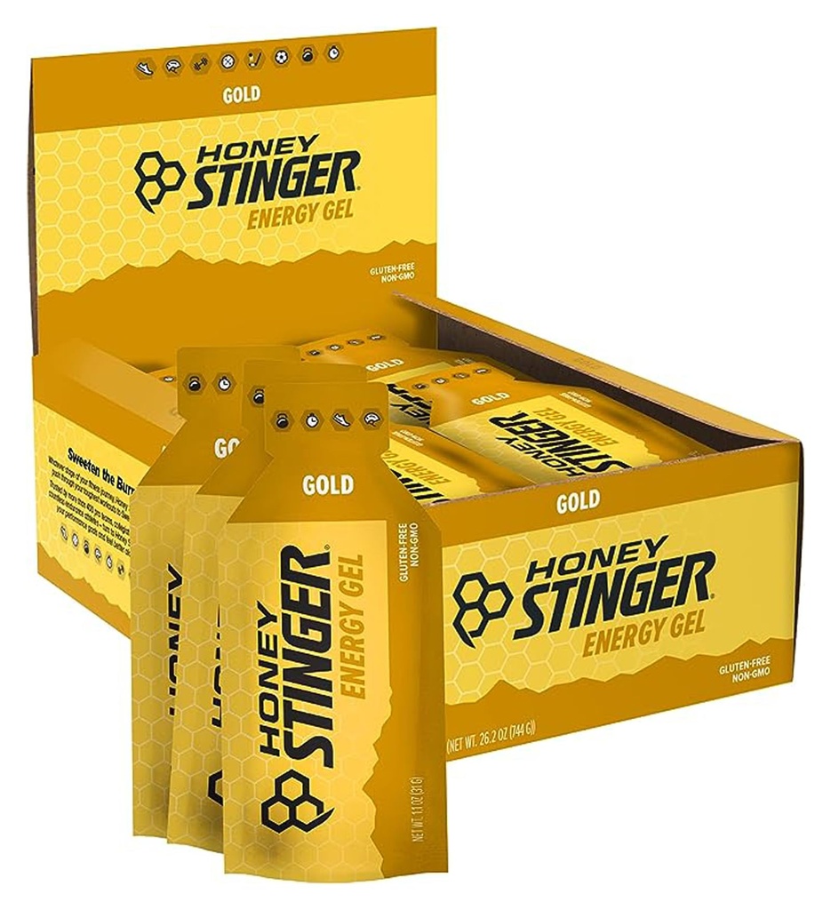 Honey Stinger Gold Energy Gel, Gluten Free & Caffeine Free, Egzersiz, Koşu ve Performans, Ev ve Spor Beslenmesi, Pre and Mid Workout, 24 Pack, 26.4 Ounce Free & Caffeine Free, for Egzersiz, Run and Performance, Sports Nutrition for Home & Gym, Pre and Mid Workout, 24 Pack, 26.4 Ounce
