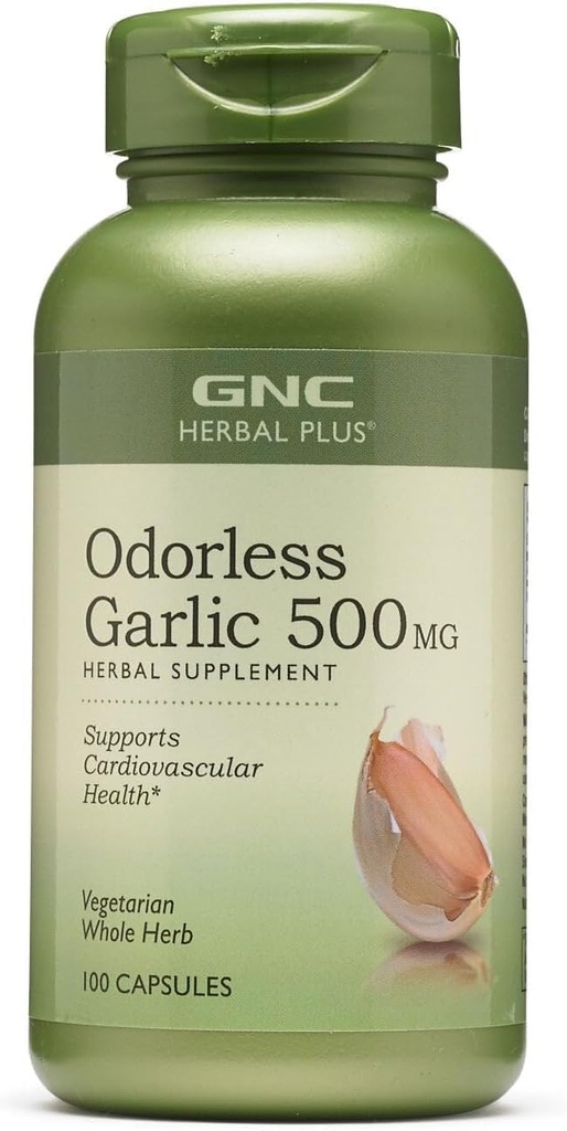 GNC Herbal Plus Odorless 500 500 mg Supplement, Vegetarian, Supports Cardiovascular Health, 100 Hizmet