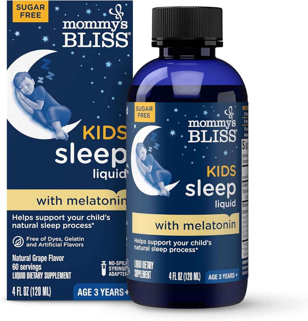Anne'nin Bliss Çocukları Melatonin & Calming Herbs ile Sıvı Uyur | Çocuklar için Doğal Uyku Süreci 3 Yıl Ve Yukarı | Grape Flavor | Sugar Free / 4 Fl Oz (60 Hizmet)