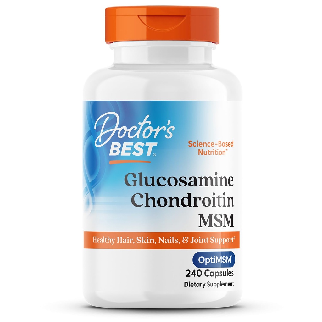 Doktor'un En İyi Glucosamine Chondroitin Bayan Bayan Bayan OptiMSM Capsules, Supports Health Joint Structure, Function & Comfort, Non-GMO, Gluten Free, Soy Free, 240 Count (Pack of 1)