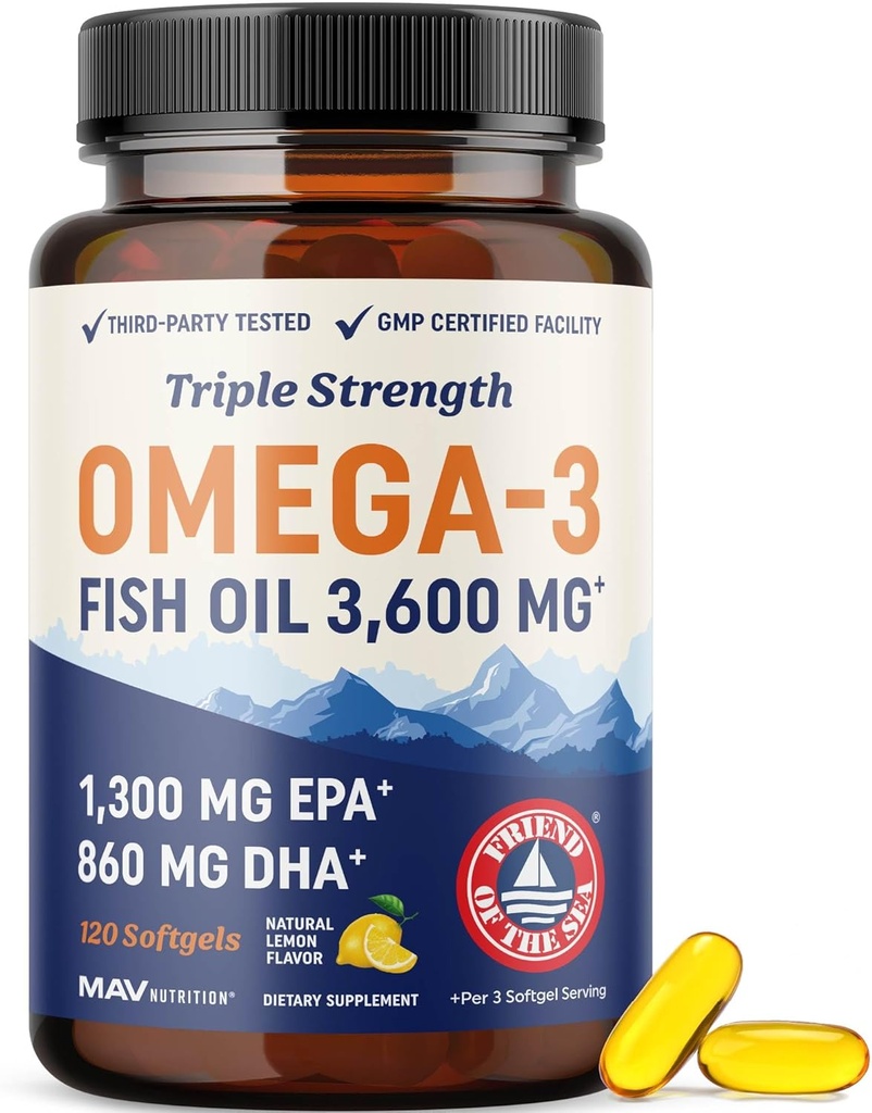 Triple Strength DHA Omega 3 Fish Oil 3600 mg 
