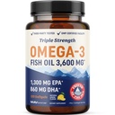 Triple Strength DHA Omega 3 Fish Oil 3600 mg | 2100 mg üzerinde Omega-3 Fatty Asits 860 mg of DHA | 1300 mg EPA | En İyi Temel Fatty Asits | Premium Wild Caught & Burpless Fish Oil | 120 ct.