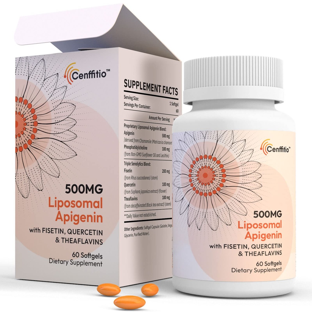 Liposomal apigenin 500 mg Softgels - Fisetin, Quercetin ve Theaflavins (60 $ 1)
