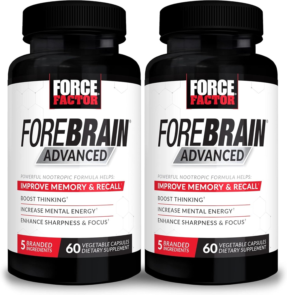 FORCE FACTOR Forebrain Advanced, 2Pack, Beyin ATM, Memory Support, Concentration, Focus, thinking, and mental Energy, Powerful Materialss That Work Fast, 120 Capsules