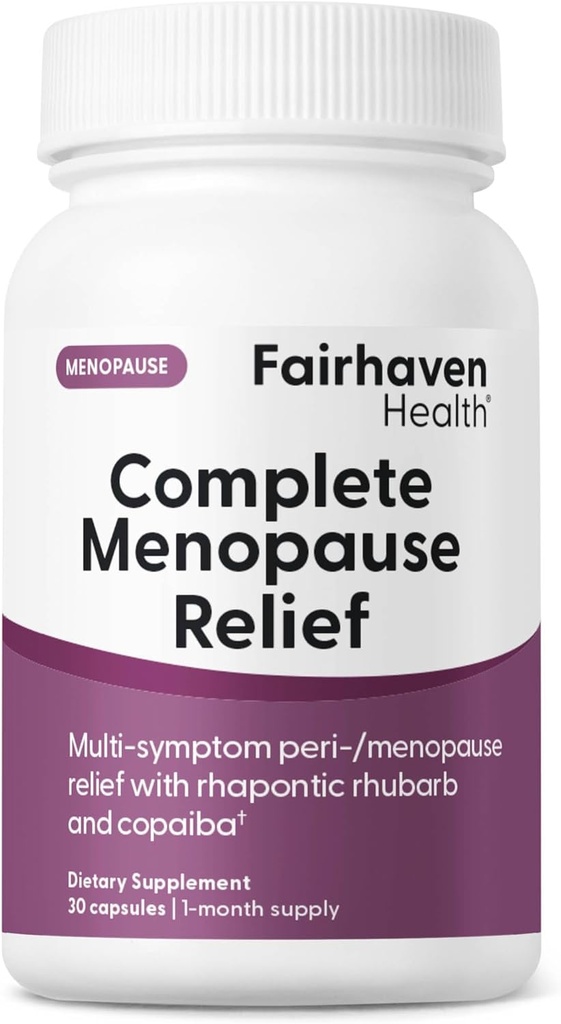 Fairhaven Health Complete Menopause Relief | Nonhormonal Menopause Supplement for Women | Relief from Hot Flashes, Night Sweats and Mood Swings | Gluten, Dairy, Soy Free | Non-GMO | 30 Capsules
