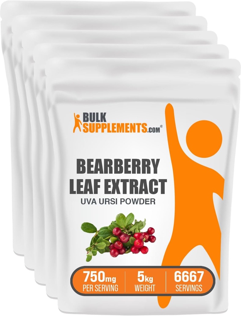 BulkSupplements.com Bearberry Leaf Extract Toz - Uva Ursi Extract, Bearberry Supplement, Bearberry Leaf Toz - Vegan & Gluten Free, 750 mg per Service, 5kg (11 lbs) (Pack of 5)