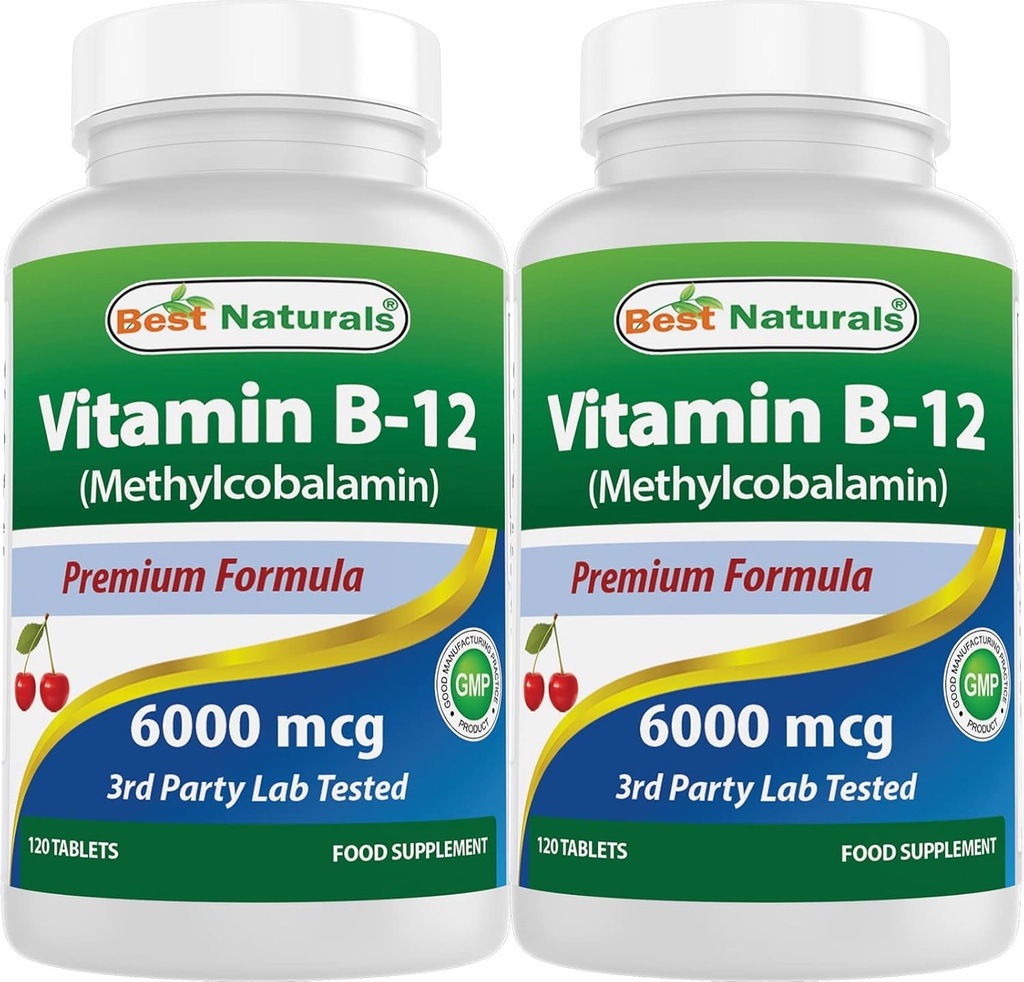 Best Naturals Vitamin B-12 as Torchcobalamin (Methyl B12), 6000 mcg 120 Sublingual Tabletler (120 Kont (Pack of 2))