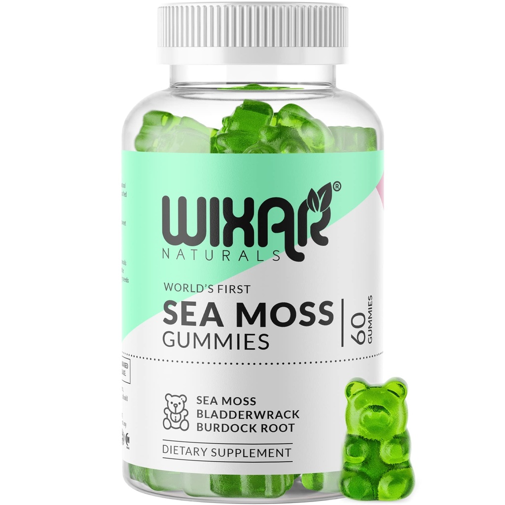 Sea Moss Gummies - Natural Irish Sea Moss ve Bladderwrack with Burdock Gummy - 60 Gummies - Vegan - Sağlıklı Immune, Gut & General Wellness Support - Herbalacene Supplements