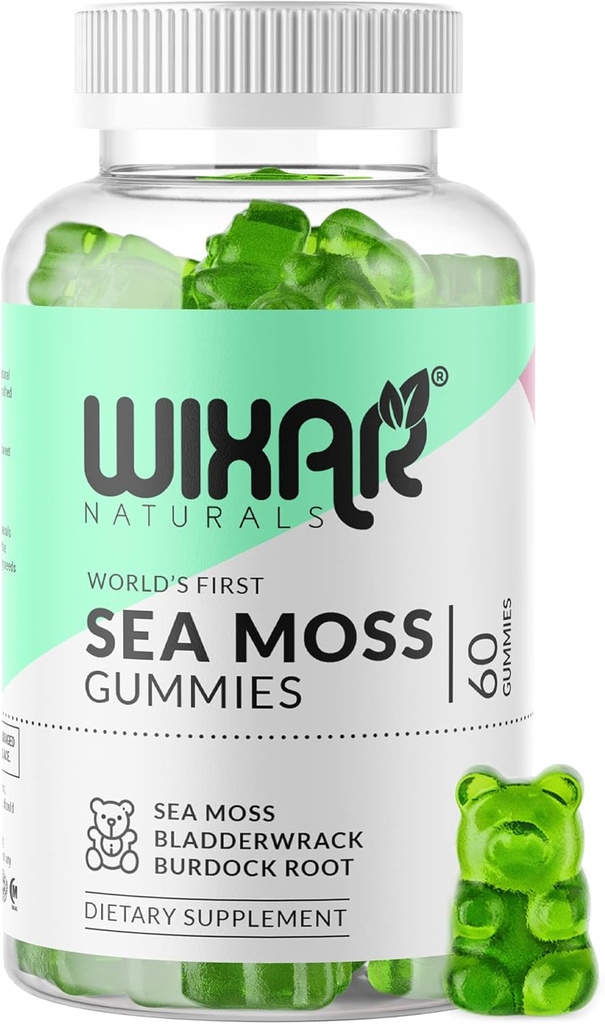 Sea Moss Gummies - Natural Irish Sea Moss ve Bladderwrack with Burdock Gummy - 60 Gummies - Vegan - Sağlıklı Immune, Gut & General Wellness Support - Herbalacene Supplements