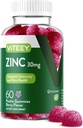 Viteey Zinc Gummies για γυναίκες και άνδρες - συμπλήρωμα ανοσοποίησης - 30mg - Vegan, Ζελατίνη Δωρεάν, μη ΓΤΟ - 60 κόμης
