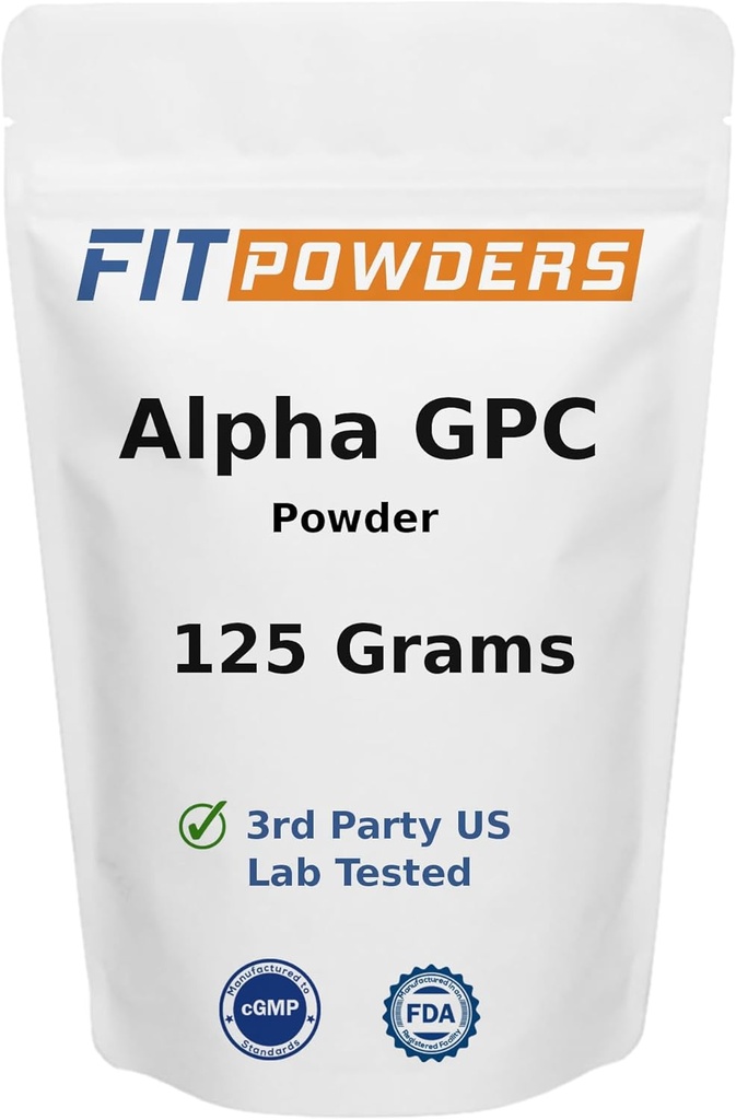 Άλφα-GPC σκόνη 125 γραμμάρια, μη GMO άλφα GPC συμπλήρωμα σκόνης, Vegan, τρίτο μέρος δοκιμαστεί, πριν από την προπόνηση, μνήμη και εστίαση, με Scoop