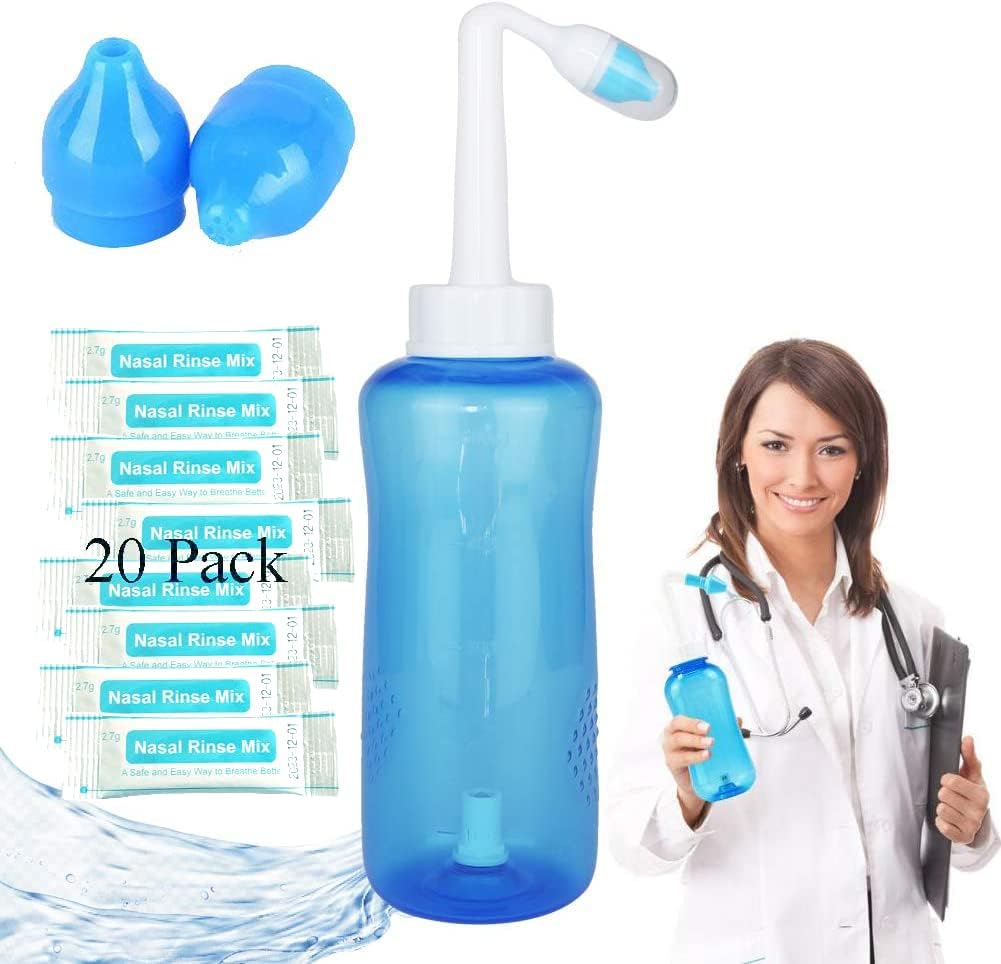 Nasal Yıkama Şişe, Sinus Rinse Şişe Nose Temiz 300 ml Nasal Yıkama Şişe Pot Cihazı Nasal Irrigation - Nose Care and Moisturizing for Adult & Kid (1)