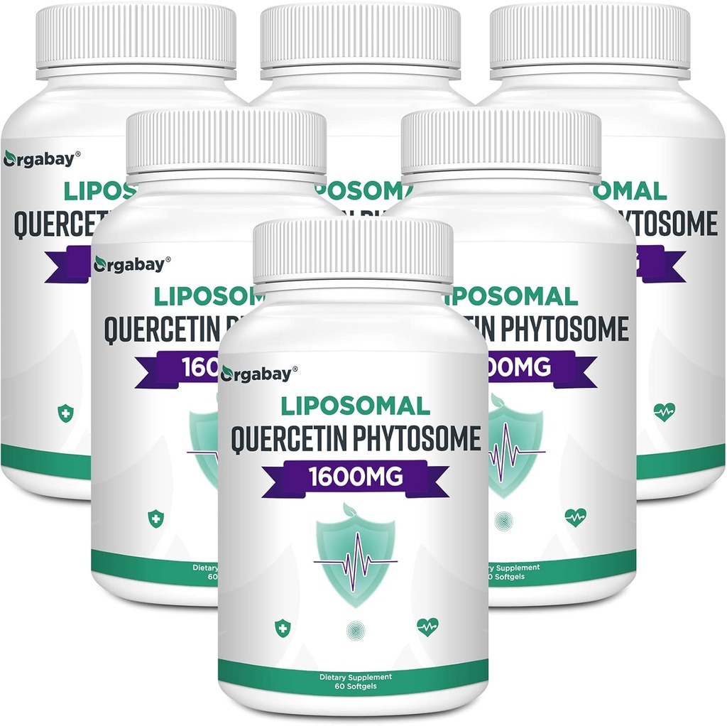 Orgabay Liposomal Quercetin Phytosome 1600 mg,Bromelain 200 mg,Zinc 30 mg,Vitamin C Turmeric 40 mg, En Yüksek Absorcetin Kompleksi, 360 Softgels
