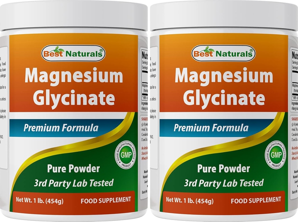Best Naturals Γλυκινικό μαγνήσιο σε σκόνη - 1 λίρα (1 LB (πακέτο του 2))