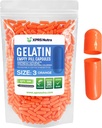 XPRS Nutra Μέγεθος 3 Κενές κάψουλες - 500 Count Empty Gelatin Κάψουλες - Χάπια DIY Καψάκιο Γέμισμα - Αγνά καπάκια τζελ Μπόβιν Χάπι για Do-It-Yourself Συμπληρώματα (Orange)