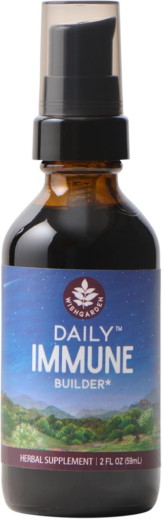 WishGarden Herbs Daily Immune Builder with Black Elderberry &gal Astraus - Daily Immune Support Formula for Yetişkinler, Herbal Immune System ATM with Elderberries, 2oz