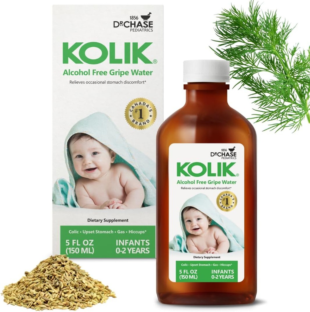 KOLIK Grip Water Alcohol-Free - Baby’s Colic Relief - Gripe Water For Babies & Infants - Baby Gas Relief For Cramps, Stomach Discomfort & Hiccupps - Newborn Essentials - 150ml (5 fl. oz.)