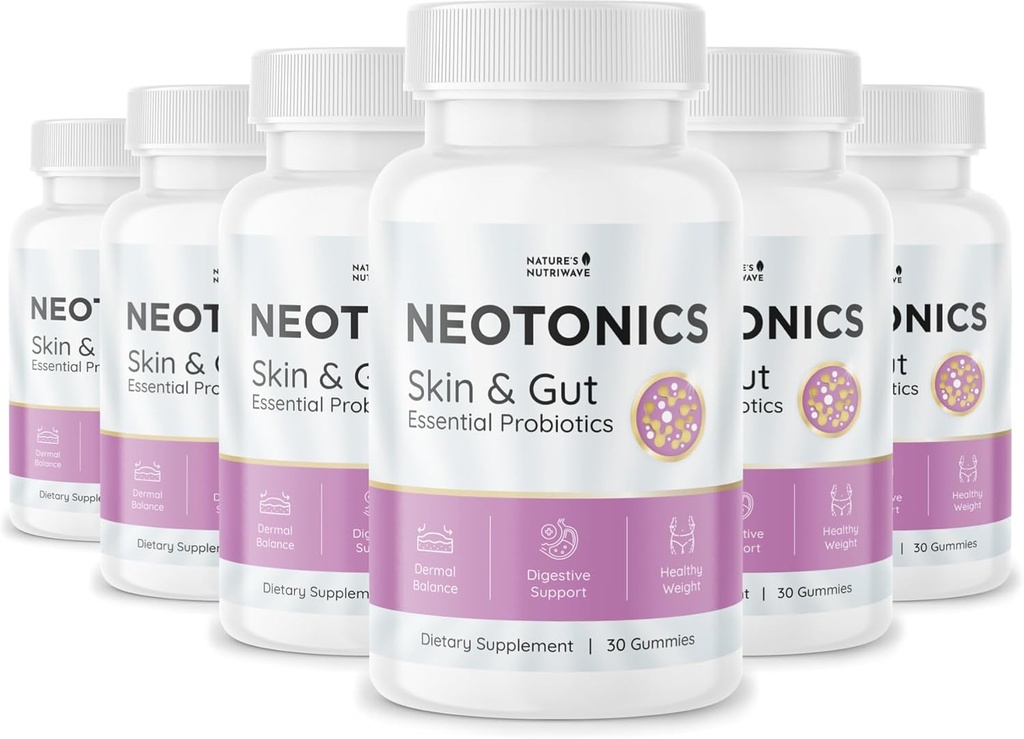 Neotonics Δέρμα και τσίχλες - 100% Φυσικό Probiotic Gummies, μασώμενα προβιοτικά για Digestive Health & Skin Health, Καθημερινή Προβιοτικά για γυναίκες & άνδρες - Apple Flavor, 30 Gummies, 6 Μήνες προσφοράς