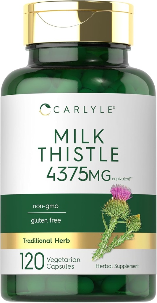 Carlyle Milk Thistle Supplement | 4375mg | 120 Capsules | High Potency Extract | Vegetarian, Non-GMO, Gluten Free