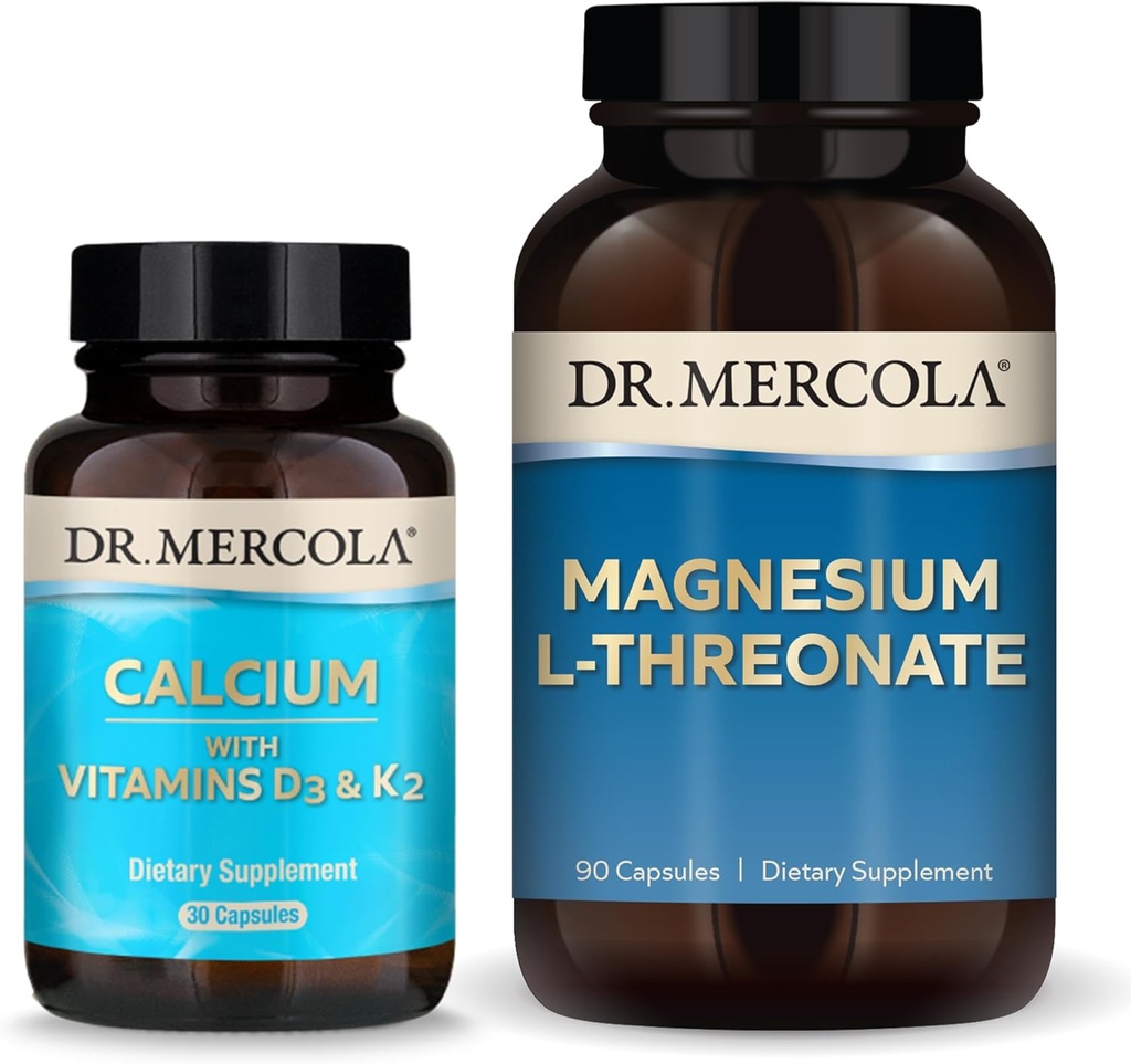 Δρ. Mercola Μαγνήσιο L-Θρεονικό & Ασβέστιο με D3 & K2, 30 Υπηρεσίες, Συμπλήρωμα διατροφής, Υγεία των οστών, Μη ΓΤΟ