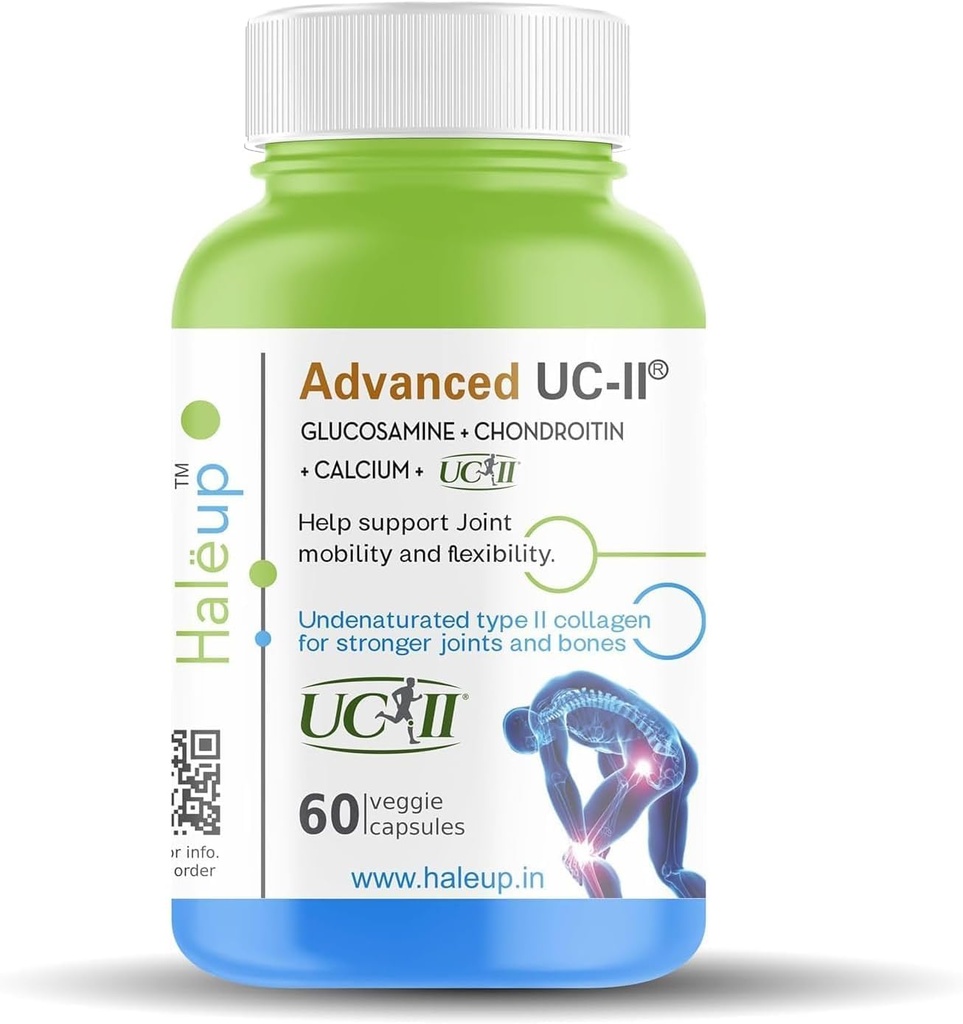 HELY Interhealth USA, Undenaturated Natural Type II Collagen, Glucosamine, Chondroitin vedis | İyileştirmeler - Bones Strength, Ortaklar & Sağlıklı Cilt - 60 Veg Capsules (Polonyanın Paketi)