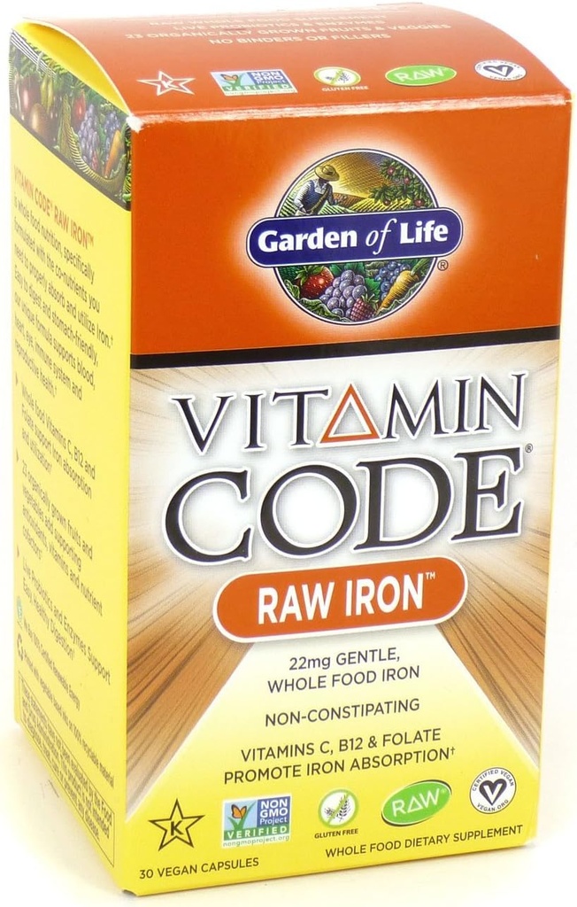 Life Vitamin Code Raw Iron, 30 Capsules (2 Pack)