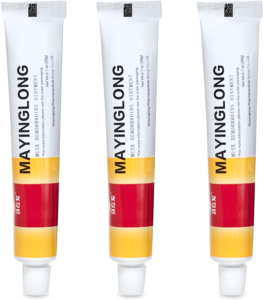 Αιμορροΐδες Μαιινγκλόνγκ Μάσκ (3 x 20g Tubes), 60g - Μέγιστη δύναμη Φόρμουλα για Αιμορροϊδική Γρήγορη Ανακούφιση, Καταπραϋντική φαγούρα, Καψίματα & Δυσφορία - Fast-Active Relief (2,12 oz Σύνολο)