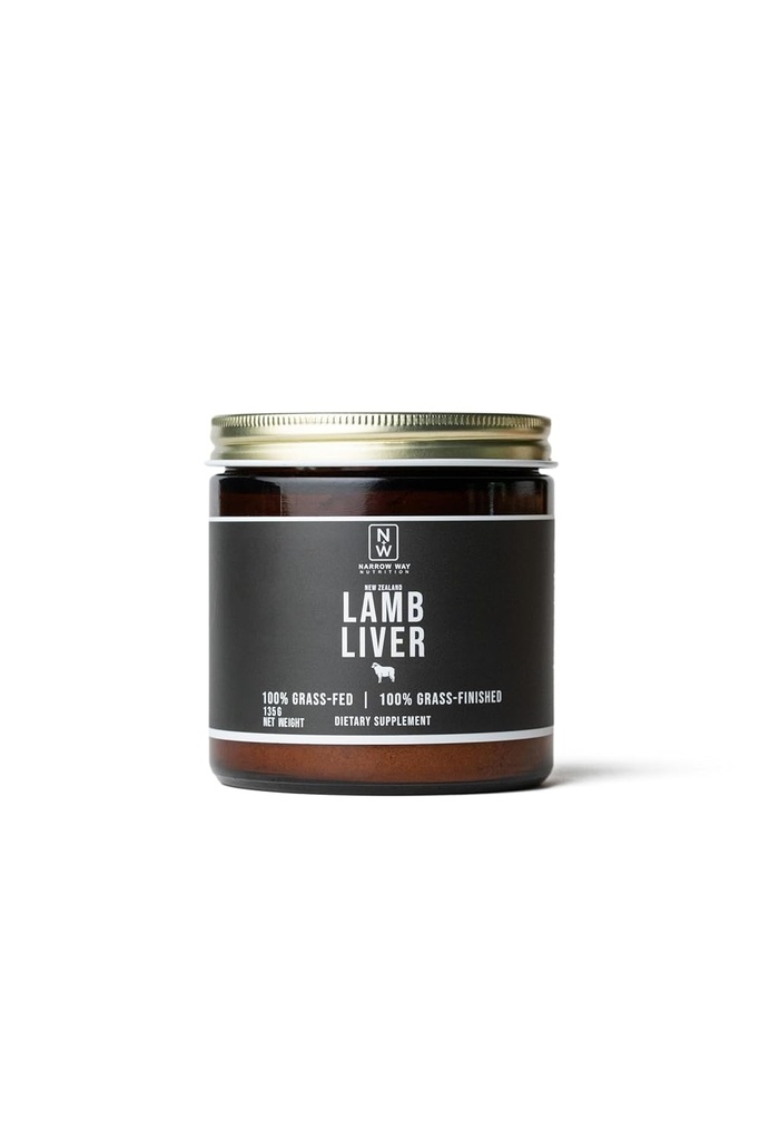 Narrow Way Nutrition - LAMB LIVER Regeneratively Raised in New Zealand 135G, 100% Grass-Fed & 100% Grass-Finished, 45 Day Supply at 1 Scoop (3G) Daily