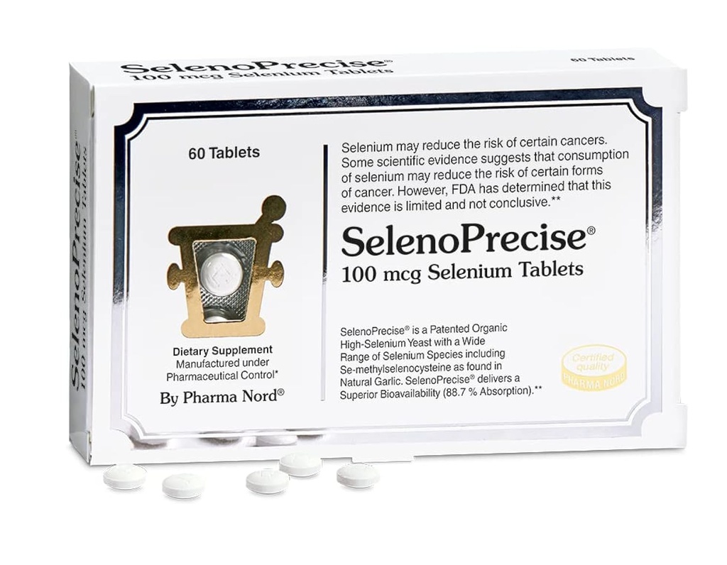 SelenoPrecise | World's Only Pharmaceutical-Grade Organic Selenium Supplement | Garantili 88.7% Abhidrorpsiyon | Tiroid Desteği, Immune System, Prostate Protection & Heart Health | Selenium 100 mcg sekmeler