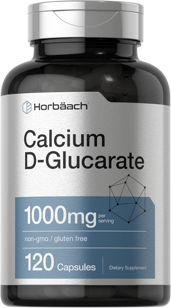 Horbäachelli D-Glucarate 1000 mg | 120 Capsules | Non-GMO, Gluten Free Supplement Supplement