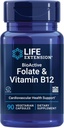 Life Extension BioActive Folate & Vitamin B12, Kalp, Beyin ve GI Tract Health, Non-GMO, Gluten-Free, Vegetarian, 90 Capsules