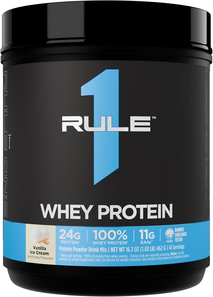 Kural 1 Whey proteini - All-Whey Kaynaklarından 24g Hızlı Örnekleme Proteinleri Doğal Occurring EAAs & BCAAs for Workout Recovery or Anytime Use (1 Pound*, Vanilla Ice Cream)