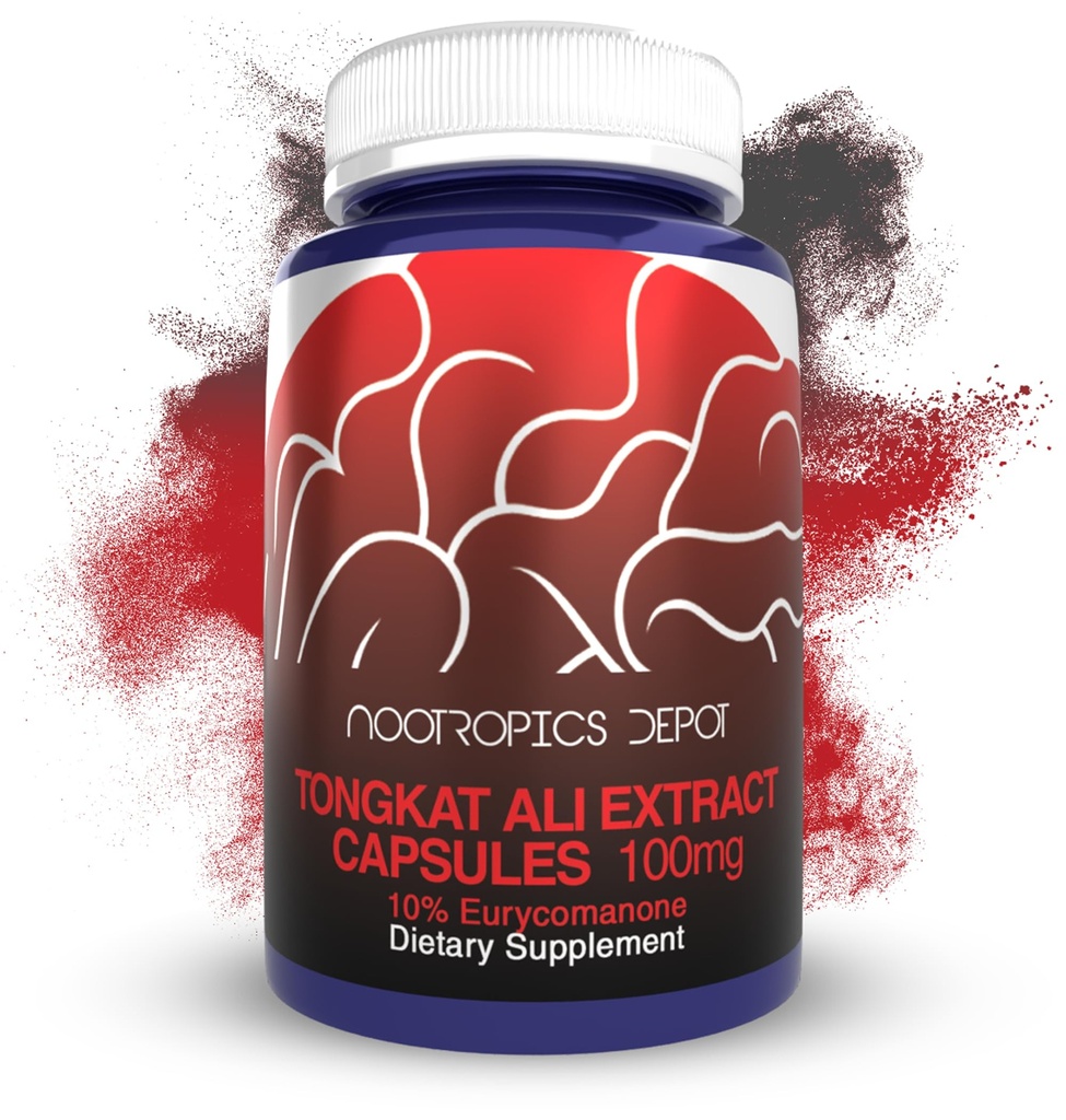 Nootropics Depot Tongkat Ali Extract Capsules | 100 mg | 60 Kont | HPTLC tarafından Eurycomanone | Eurycoma longifolia Root Extract