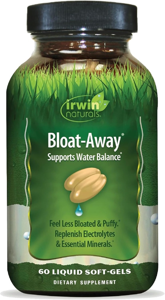 Irwin Naturals Bloat-Away - 60 Sıvı Softgels - Su Denge Desteği - Replenish Electrolytes & Essential Minerals