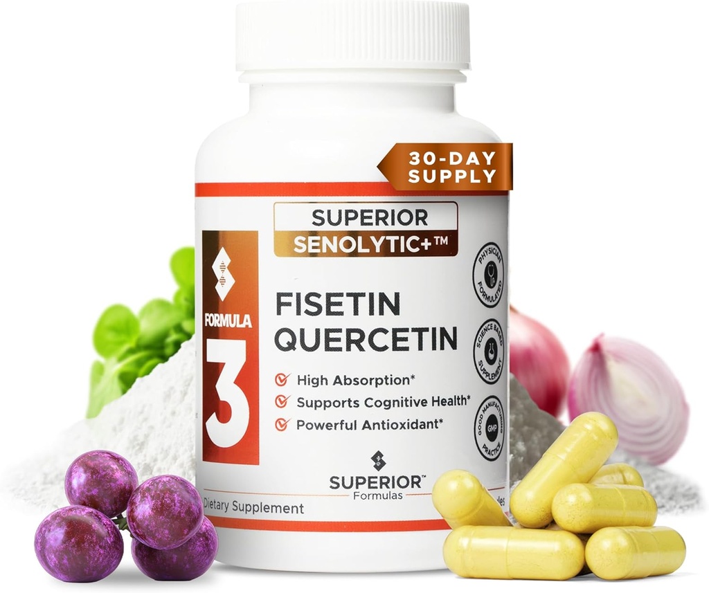 Üstün Formulaler | Superior SENOLYTIC+ | Fisetin-Quercetin Kompleksi | Doktorlar için Doktor-Former ve Bilim Temel Tamamı Yetişkinler için 18 | Tesviçkler Onarımı | Daha Fazlası