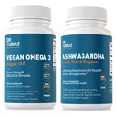 Dr. Tobias Vegan Omega 3 Algae Oil and Ashwagandha Capsules, Supports Resilience, Immune Health, and Overall Wellness, Non-GMO, Vegan